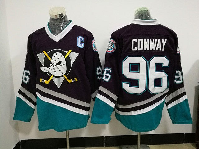 Charlie Conway #96 Mighty Ducks Green Hockey Jersey XL
